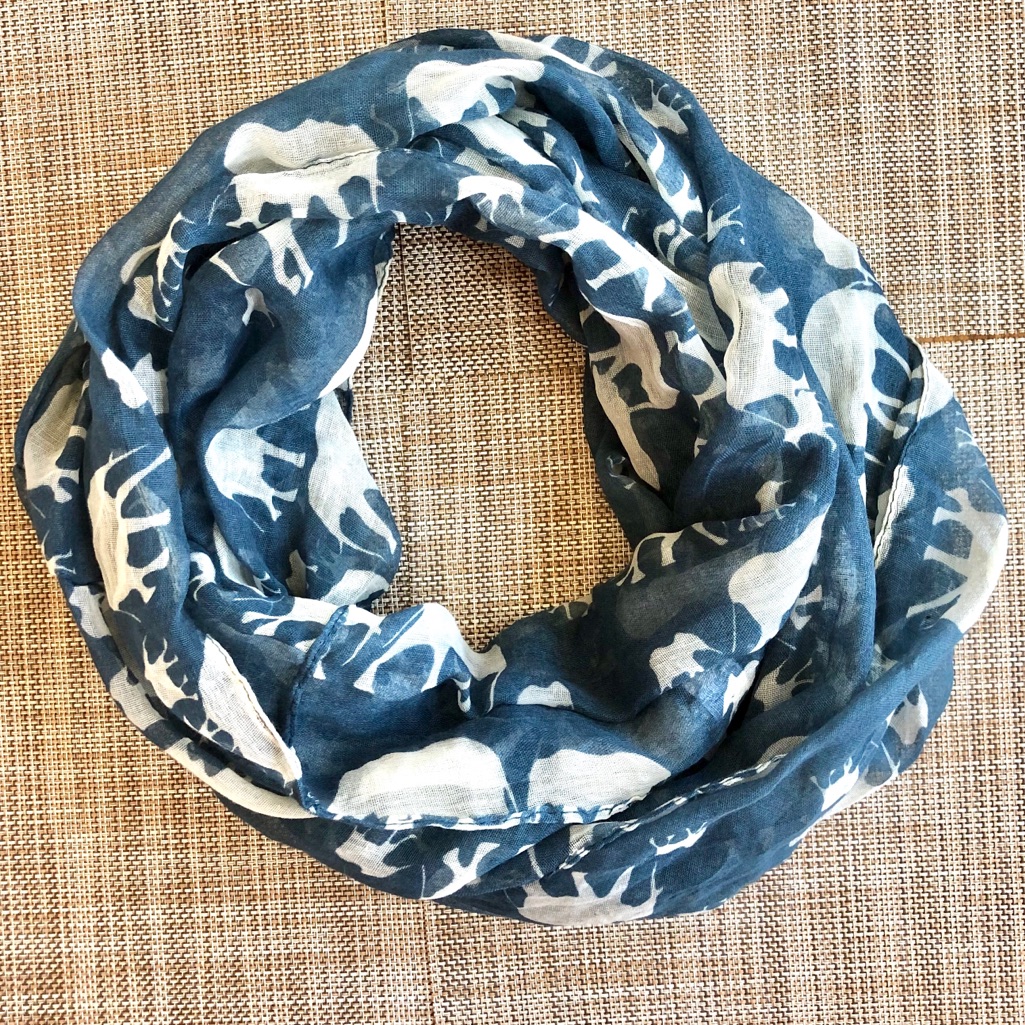 Blue  White Infinity Elephant Scarf